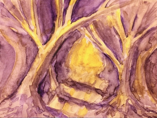 Watercolor: Woods, Purple-Yellow Combination