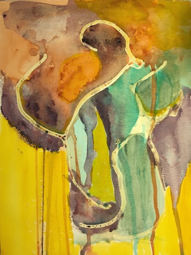 Watercolor and Ink: Abstract with Earth Tones and Latex Resist