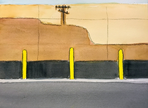 Watercolor: Abstract - Telephone Pole Shadow 043017
