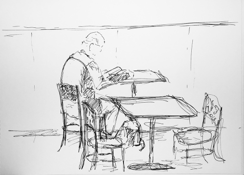 Sketch: Pen and Ink - Man Reading