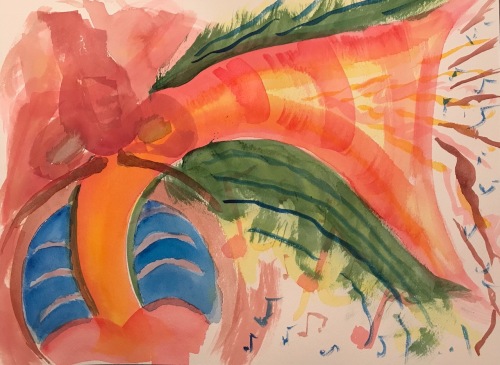 Watercolor: Abstract - Trumpet Busker Fantasy
