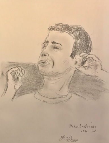 Pencil Sketch: Mike Sketch Project: Mike Listening, 1991