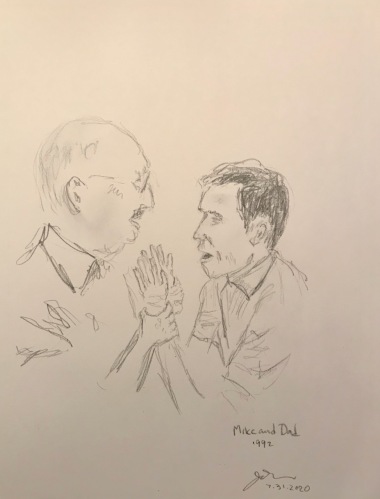 Pencil Sketch: Mike Sketch Series: Mike and Dad June 1992