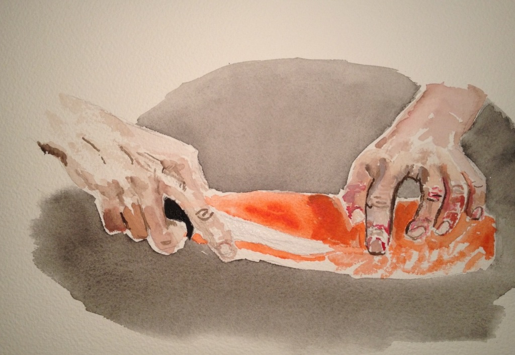 Fish-Related Watercolor:Trout for Dinner (2014) 