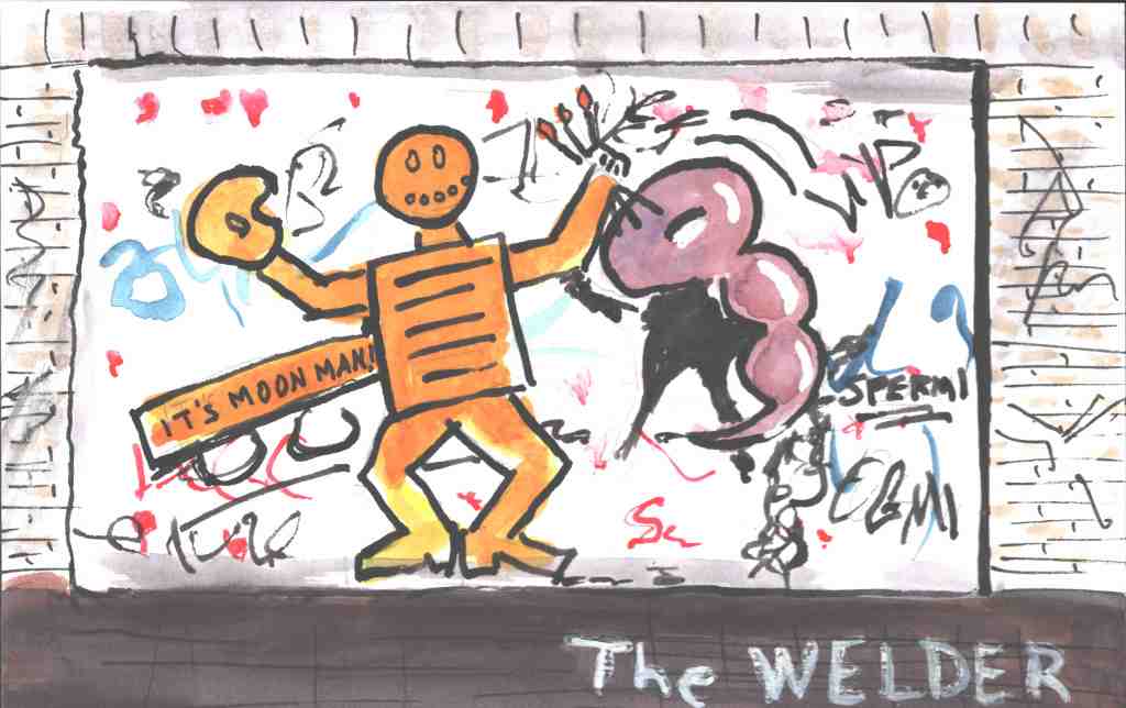The Welder Graffiti NYC (2015) Watercolor 4x6"